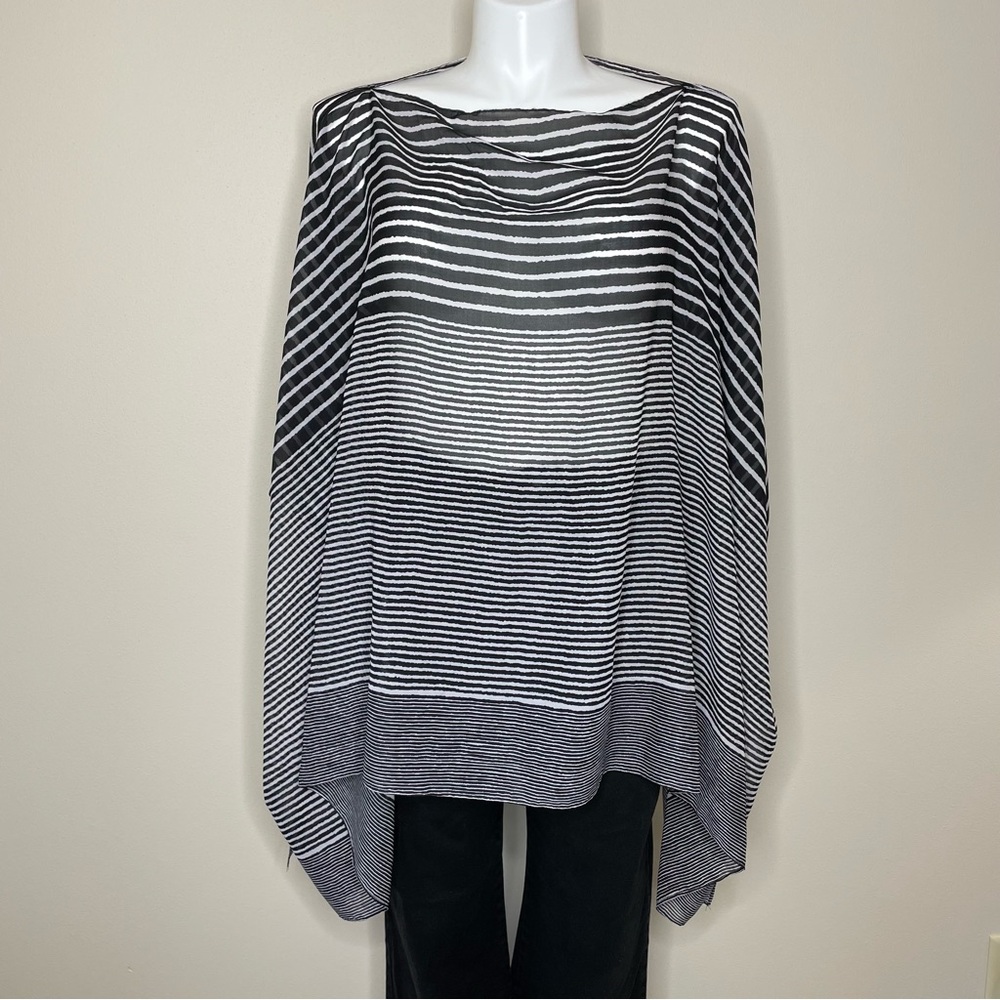 Charlie Paige Semi-sheer Black and White Striped Loose Fit  Swim Coverup